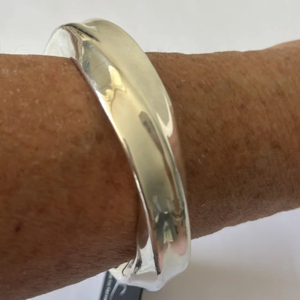 E&L Sterling Silver Bangle Statement Bracelet Israel Electroform Wavy D-2/5
